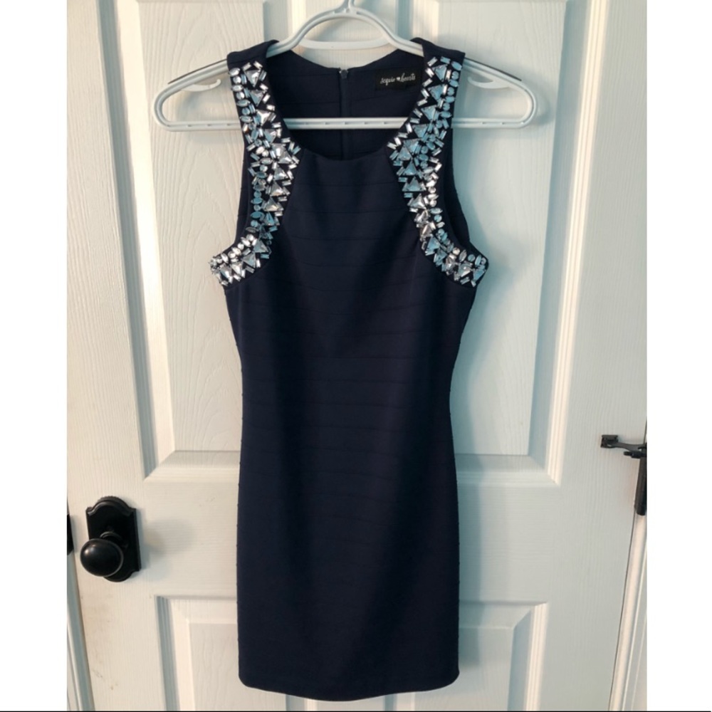 Sequin Hearts Navy Dress